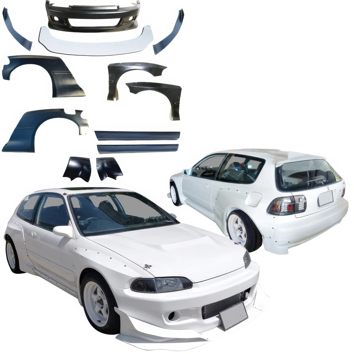 VSaero FRP TKYO Wide Body Kit 12pc EG 3dr Hatchback for Civic