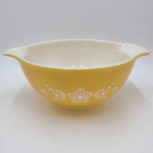 Vintage Orange Pyrex Sunflower butterfly Pattern 1 1/2 Quart Nesting Bowl #442