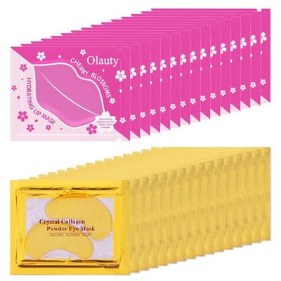 30 Pairs Lip Mask and Under Eye Patches, Crystal Collagen Eye Mask for Puffy Eye