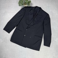 Brioni Wool Blazer Double Breasted Striped Italy Size 54/44 Dark Blue