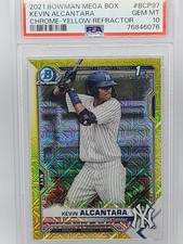 2021 Bowman Chrome Kevin Alcantara Yellow Mojo Refractor /75 #bcp-97 Psa 10