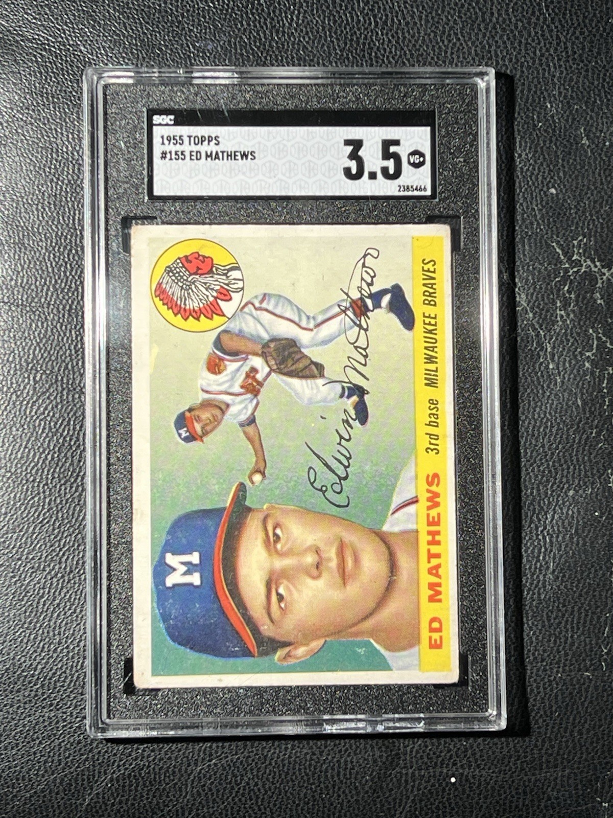 ED EDDIE MATHEWS 1955 Topps SGC 3.5 VG+ 155