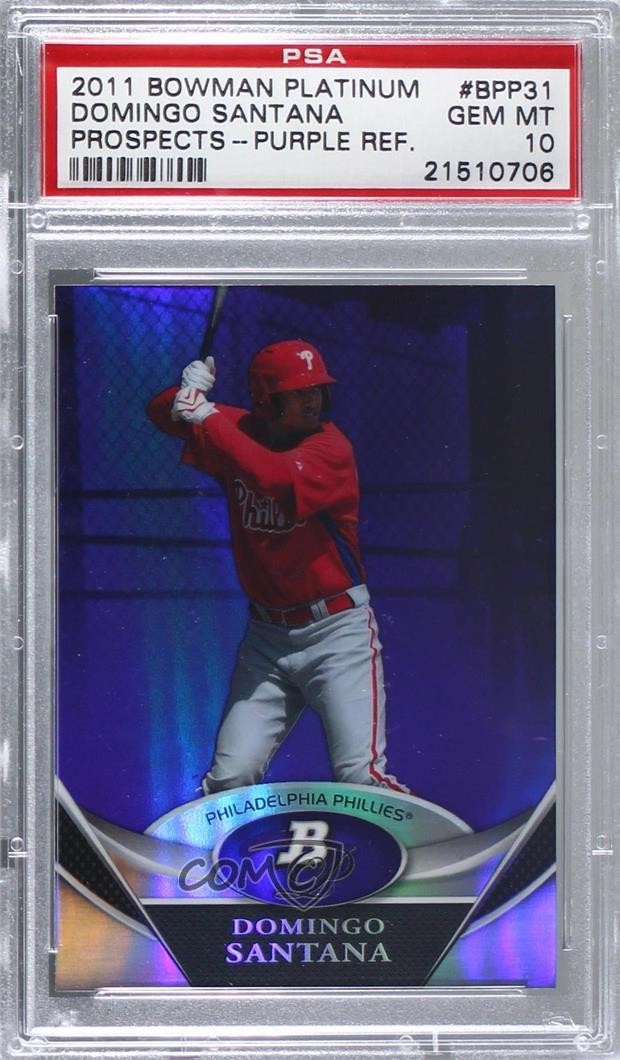 2011 Bowman Bowman Platinum Prospects Purple Refractor #BPP31 Domingo Santana front