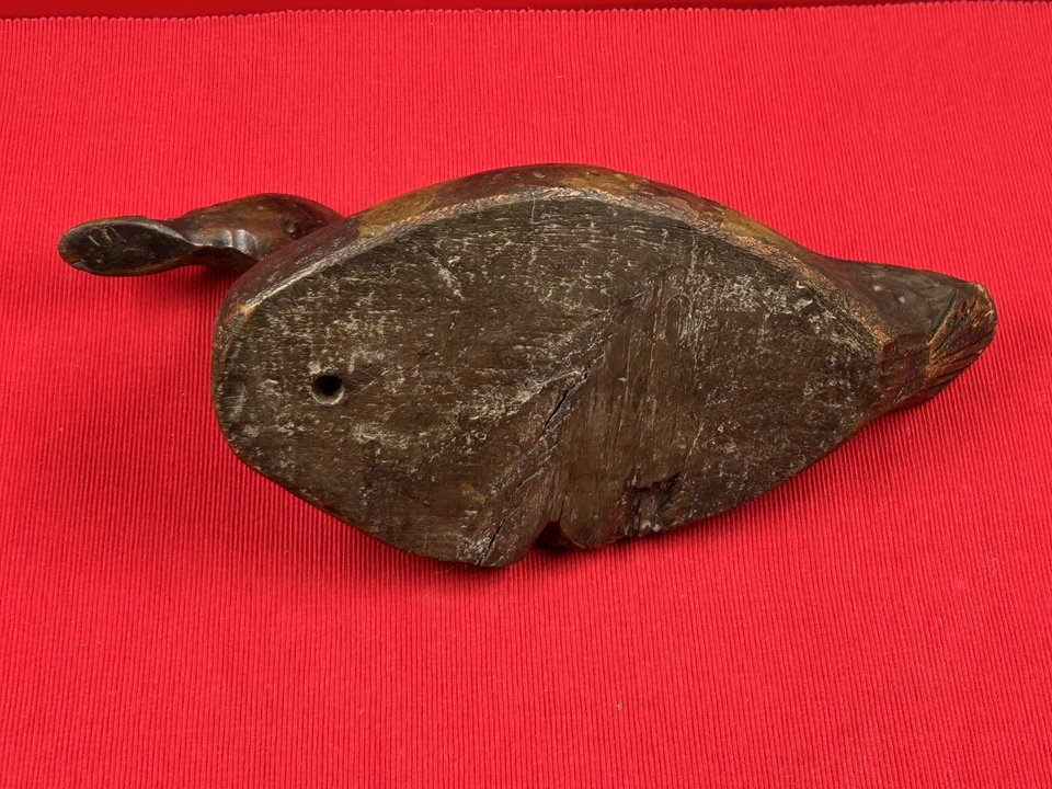 Chasse pêche art populaire. Appeau appelant leurre canard ancien en bois 30 cm - Photo 4/4