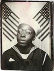 Vintage WWII Arcade Booth Photo~African American Sailor & American Flags~US Navy