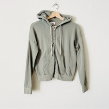 Mate the Label SMALL organic cotton full zip pocketed hoodie in green