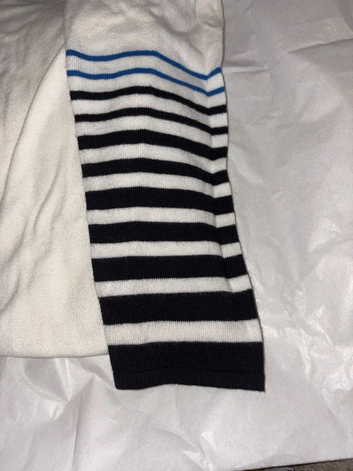 Suéter JOAN VASS NUEVO CON ETIQUETAS L Negro/Blanco/Azul Manga Rayas Blanco Mezcla Algodón Foto 4 de 4