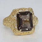 Antique Filigree 4.00ctw Smoky Topaz 14K Yellow Gold 925 Silver Ring Size 7