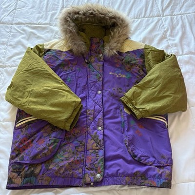 Vintage Luhta Finland Ski Jacket 90s Snowboarding Hooded Purple Womens Size 12