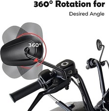 Black Rear View Side Mirrors Fit For Harley R...
