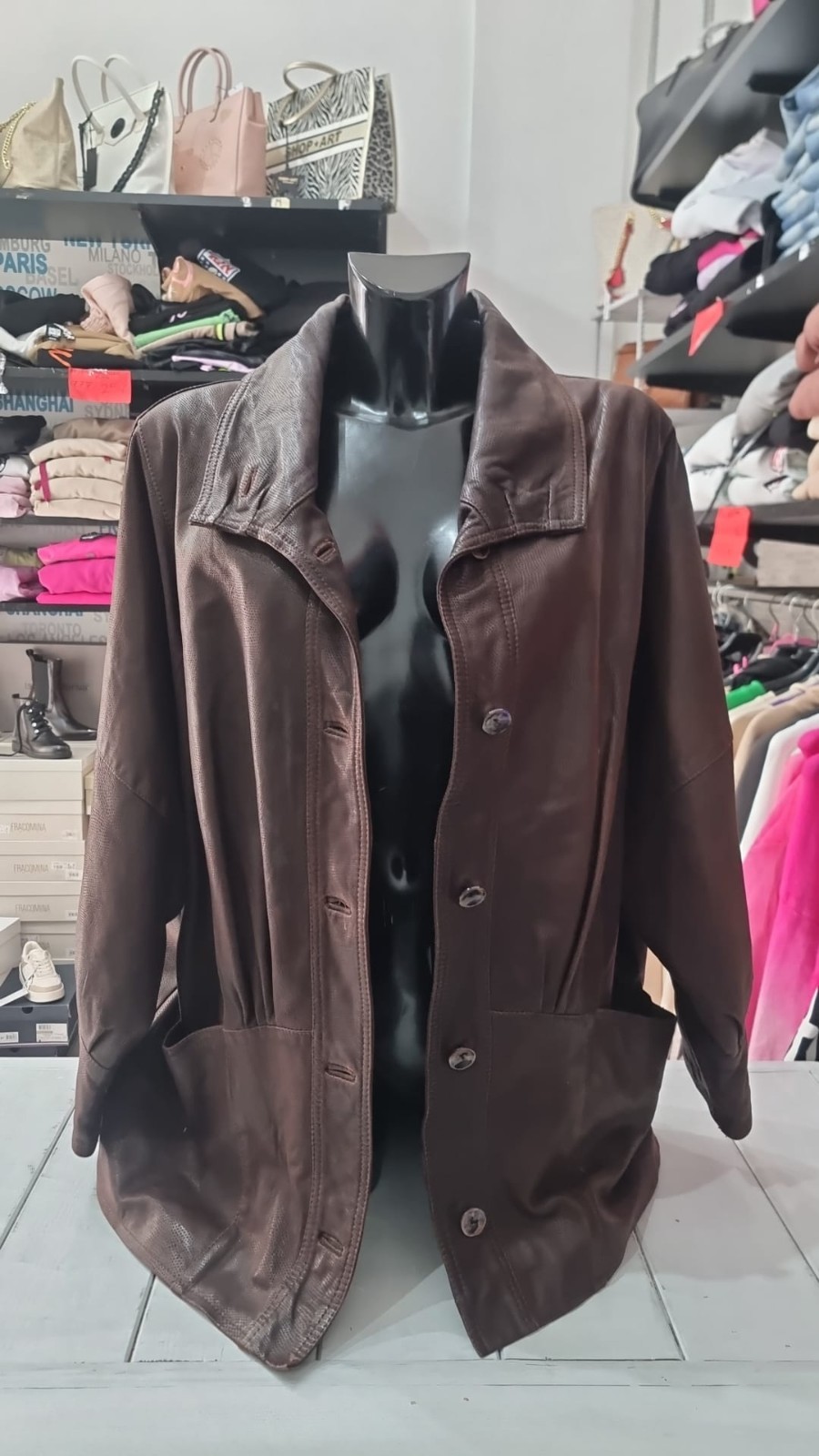 Womens Burgundy Leather Python Coat Jacket Size 5… - image 2