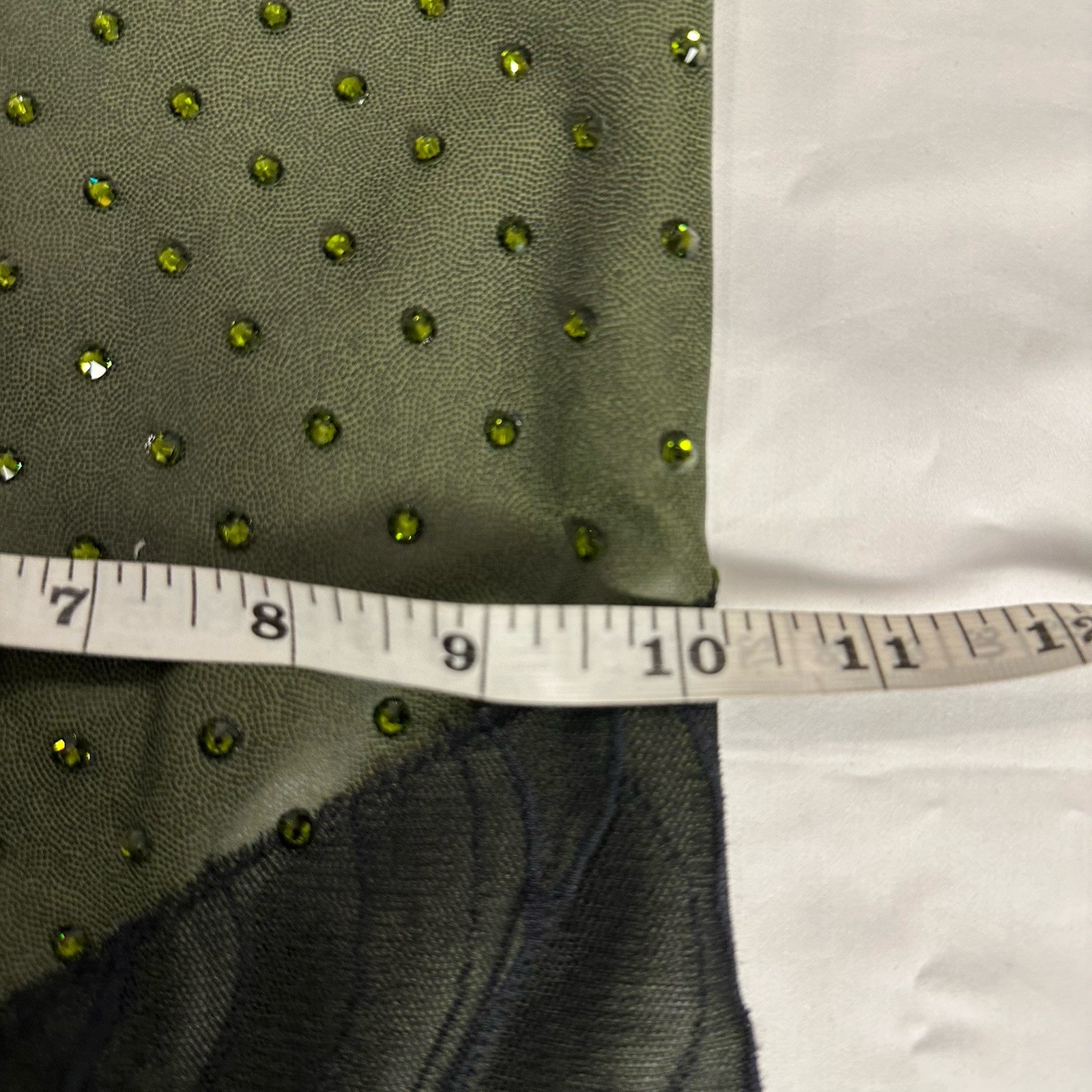 Green Black Patterned Mesh Custom Rhinestone Bike… - image 16