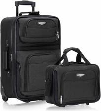Amsterdam Expandable Softside Rolling Upright Luggage, 2 Wheels, Gray, 2 Piece S