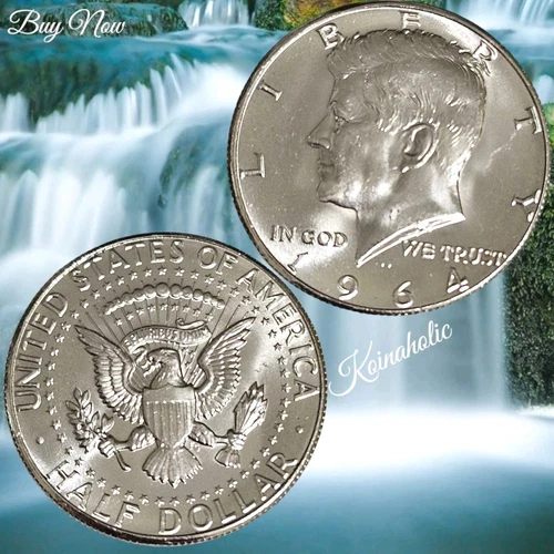 1964 Kennedy Half Dollar, Almost Uncirculated,  1 coin, Last Year 90% Silver