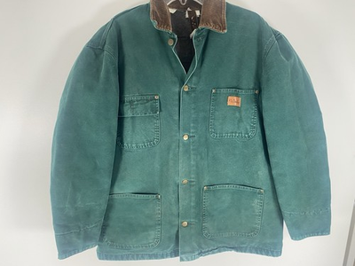 #ad Vintage Mens Walls Chore Coat Jacket Size Large Green Canvas Blanket Lined $98.00