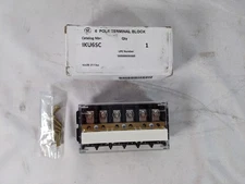 GE IKU6SC 6 Pole Terminal Block 300V 30A Bare Wire 50A Crimp Lug