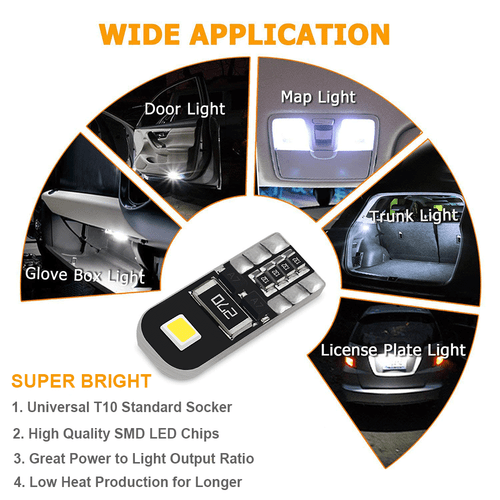 50X CANBUS T10 192 W5W 168 194 Interior LED Light Xenon White 6000K Bulbs Auxito - Picture 8 of 12