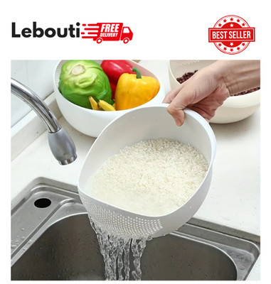 Rice Washing Drain Basket Kitchen Colander Fruit Vegetable Strainer Sieve