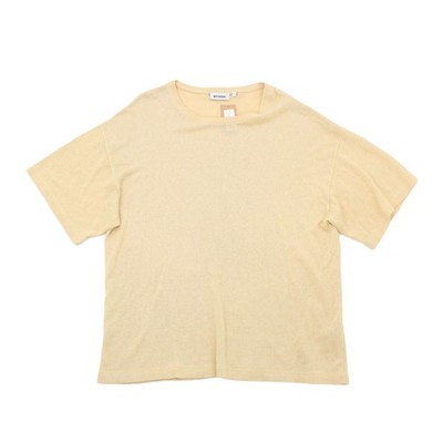 Weekday Men's T-Shirt S Yellow 100% Cotton Short Sleeve Basic