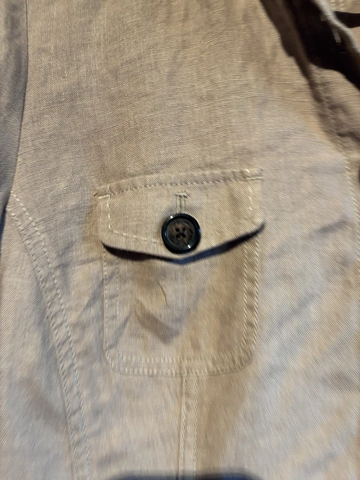 Relativity女式100%亚麻实用夹克XL米色纽扣前襟  — 第 2/4 张图片