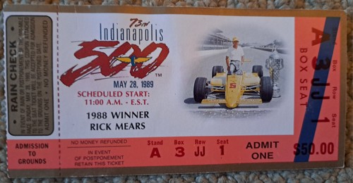1989 Indianapolis Indy 500 Used Ticket - Emerson Fittipaldi - Rick Mears