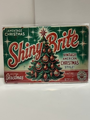 The Room Is a Shiny Brite Christmas Tin Metal Signs Home Décor 8x12 