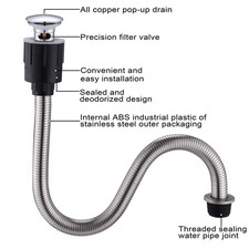 Pop-up Sink Drain, Bathroom Sink Drain Sink Plunger with Overflow Anti odor