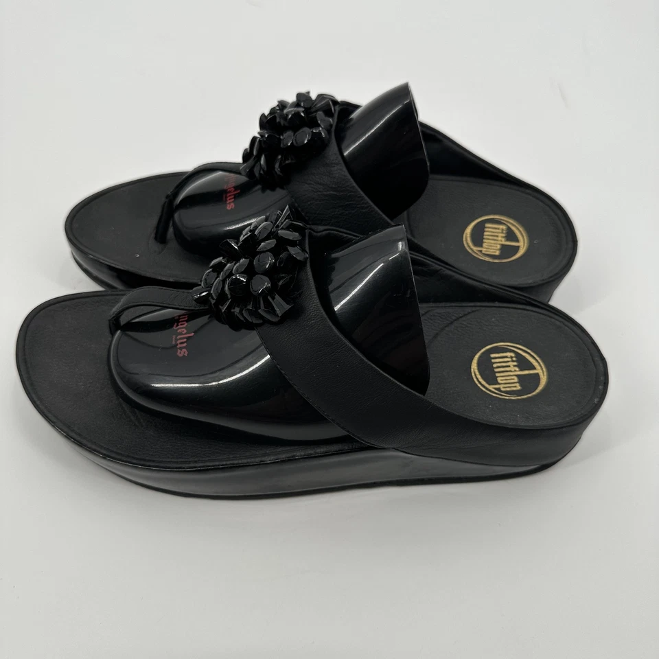 Босоножки FitFlop Blossom женские размер 10 на платформе стринги цветок бисер 574-001 - Изображение 3 из 4