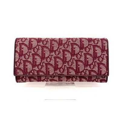 財布 Christian Dior Trotter Long Wallet Christian Dior Trotter Long Wallet Canvas Leather Bordeaux Red