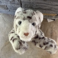 FAO Schwarz Plush Snow Leopard Cheetah Jaguar Wild Cat Spots White 12 Inch Ii21