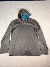 Lands  Ends Active Hoodie Boys Size L 14-16 Solid Gray Pullover