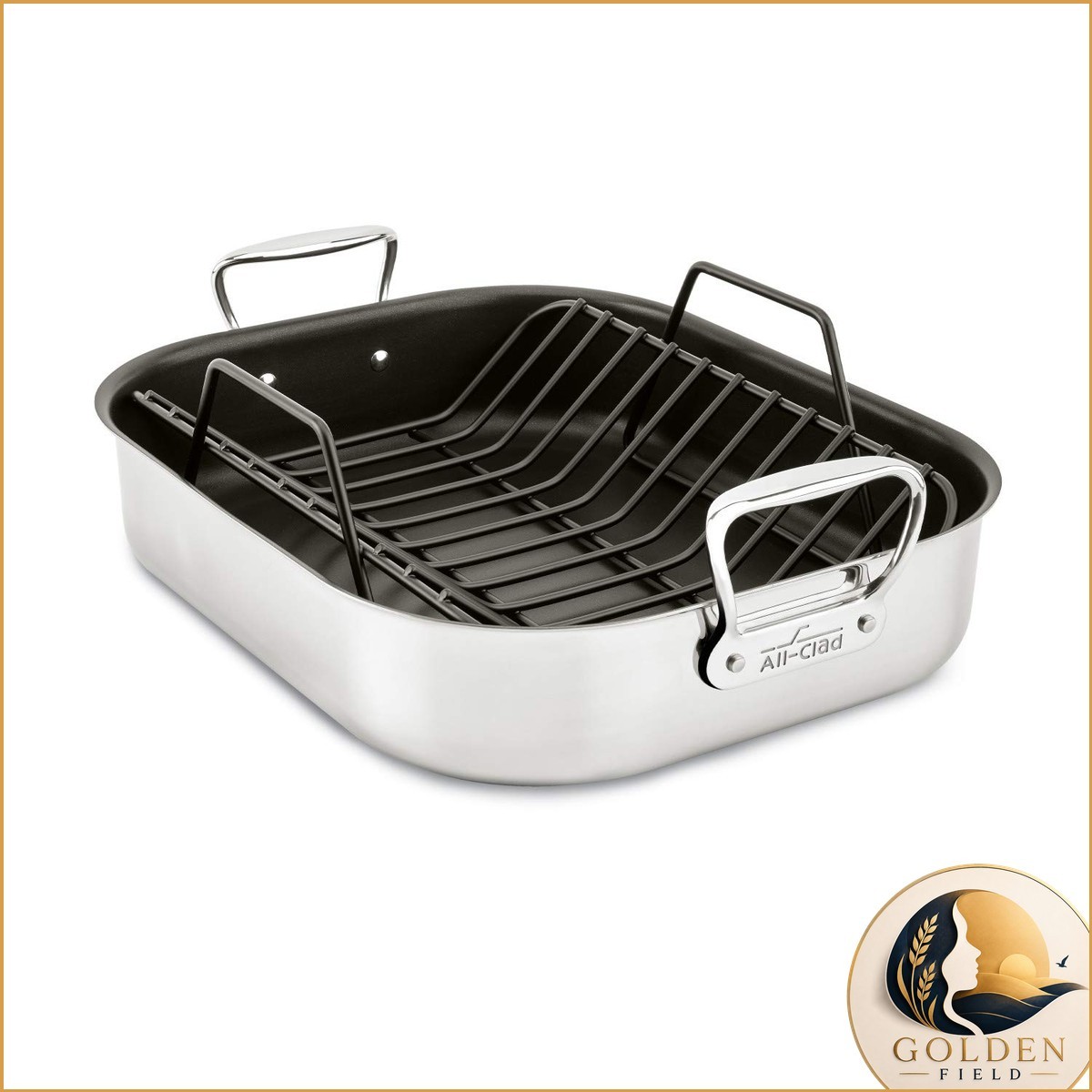 All-Clad Specialty Stainless Steel Large Roaster 13x16 Inch with Nonstick Rack