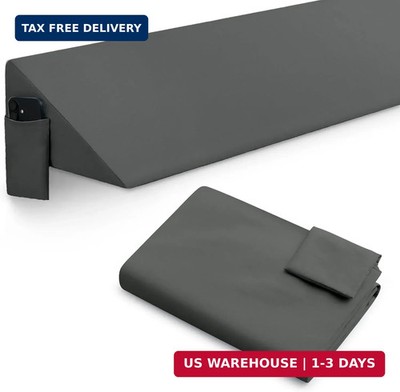 INVGEEXI Dark Grey King Size Bed Wedge Pillow Cover with Side Pocket, Soft & Bre