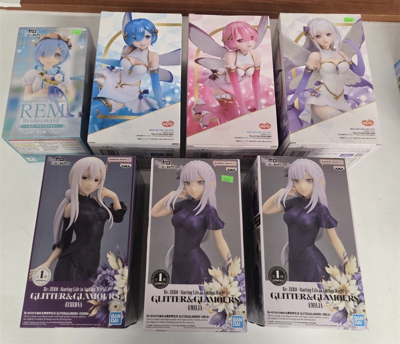 Re:Zero Lot of (7) Figures Echidna Emilia Rem Ram ElCoco Banpresto ALL MIB