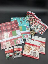Christmas Craft Supplies Lot Cardstock Paper Snowflakes Glitter Stickers Buttons