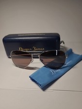 New Draper James aviator style SU 0013 LYNN 58 15 140 Silver w Amber lens
