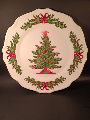 12 Piece Melamine Christmas Tree Dinnerware Set Plates Bowls IOB