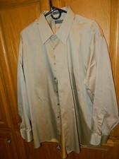 Arrow Button Up Shirt Mens 18 34/35 TAN Fitted Long Sleeve DRESS