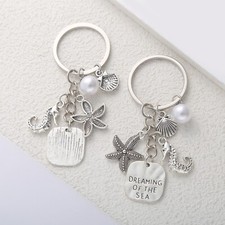 New ocean series starfish seahorse shell pendant keychain