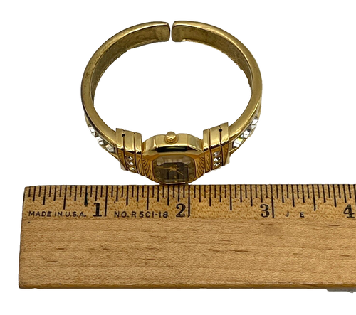 Orologio da polso Pierre Jacquard tono oro strass cinturino metallo quadrante blu ottagonale - Foto 6 di 7