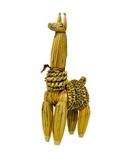 Hermosa LLAMA Boliviana Hecha de Hoja TOTORA Hecha a Mano 17" X 9" Nueva