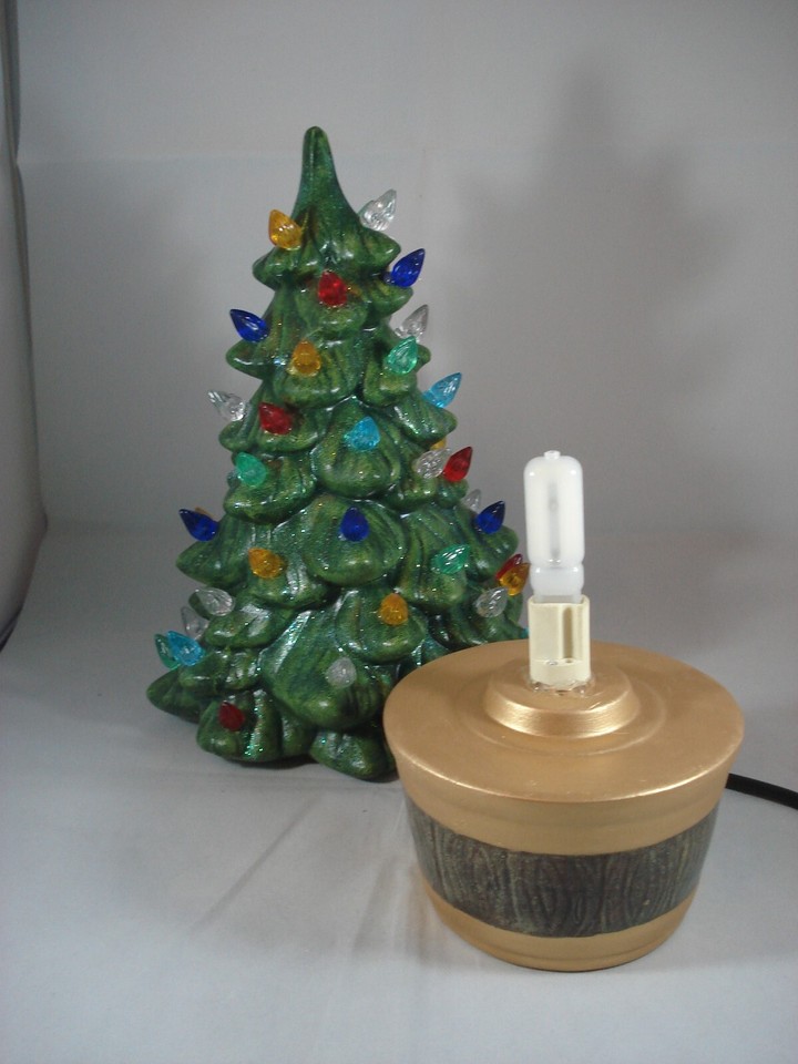 Brand New Green Ceramic Xmas Christmas Tree Table Lamp Light Ornament