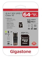 Gigastone GS-4IN1600X64GB-R Prime Series microSD Card 3-in-1 Kit 64GB 