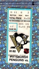 Mike Rogers G#97 Ticket 12-19-1981 Penguins Rangers Paul Gardner G#154 66PIM