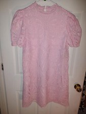 shein large coquette dress pink floral lace t-shirt dress back rosy