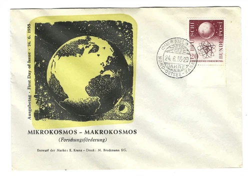 Germany 1955 FDC Cover, Atomic Energy, Cacheted and Unaddressed