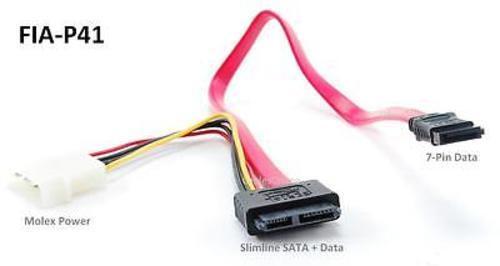 Cavo Molex SATA 12" Slimline 13 pin maschio a 7 pin maschio con 5V-12V 4 pin - Foto 1 di 1