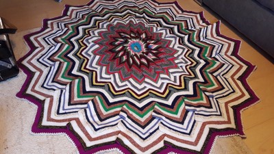 Hakelteppich Teppich Gehakelt O 160 Cm Mandala Handarbeit Ebay