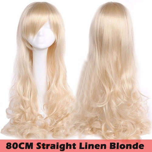 Glueless Ombre Long Wavy Full Wig Costume Anime Halloween Full Wigs Purple Pinkz - Picture 72 of 74