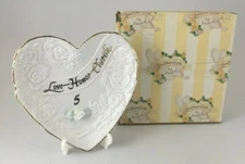 Love Honor Cherish 5" Heart Shaped 5th Anniversary Plate With Easel 139793 NEW